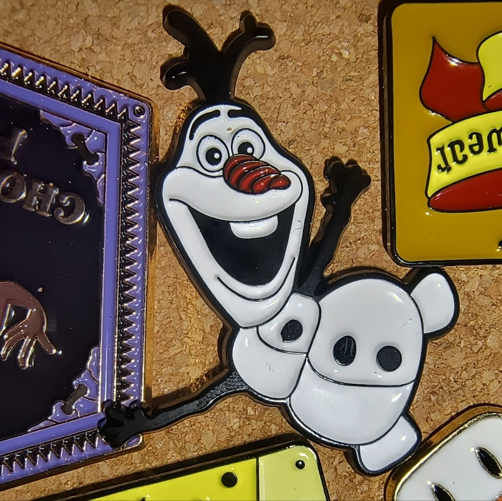 Olaf Enamel Pin - White & Black with Red Nose